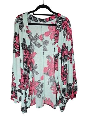 Story Teller Women's Floral Open Cardigan Oversized Boho Feminine Coastal Chic